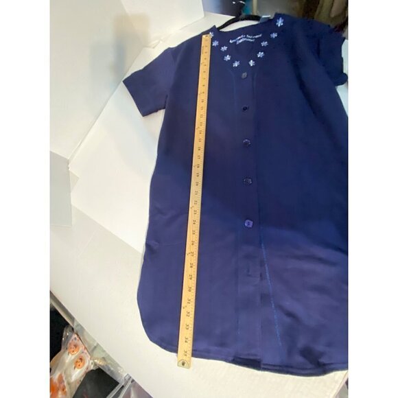 Amanda Stewart Intimates Navy Button Down Lounge Dress Pockets Womens Medium NWT - Picture 10 of 10